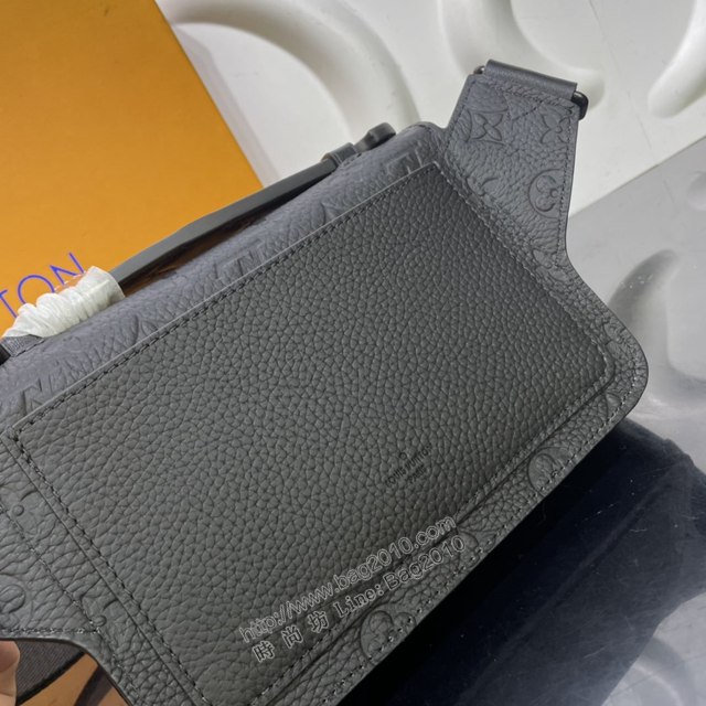 LV專櫃新款包包 路易威登S Lock Sling手袋 M58487 Monogram壓紋黑色皮革 LV男士腰包挎包胸包  ydh4285
